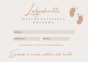 Lahjakortti vauvan (alle 1v.) ja vanhemman yhteishoitoon